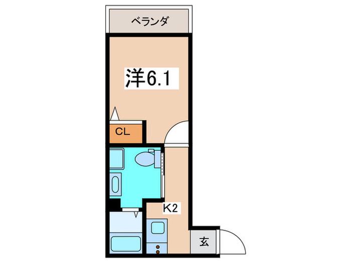 中新田A号棟(1K/1階)の間取り写真