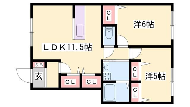 メゾン・クレール堂本(2LDK/2階)の間取り写真