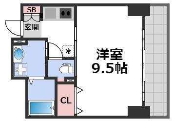 ウィスタリア京橋(1K/3階)の間取り写真