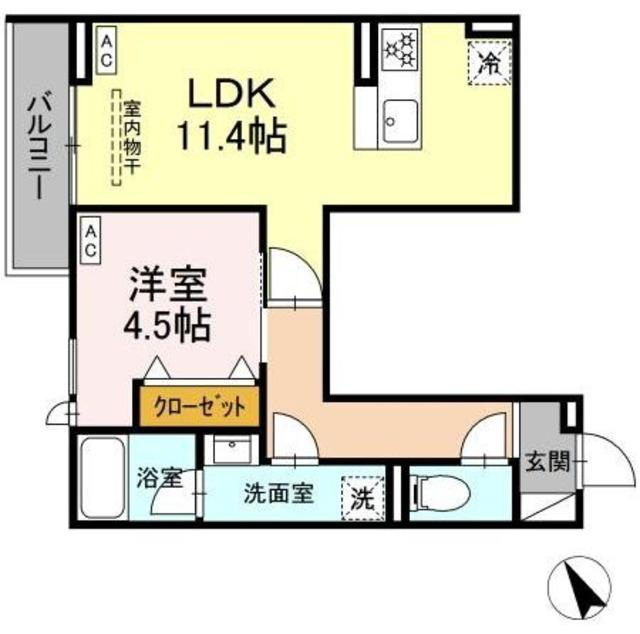 セレスティア桜上水(1LDK/2階)の間取り写真