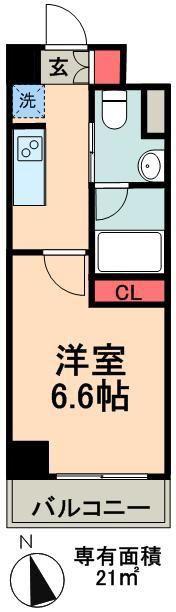 レジディア月島III(1K/8階)の間取り写真