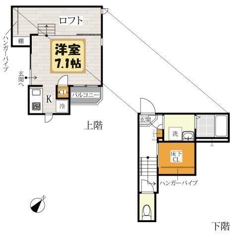 CB東川口フローラ(1K/1階)の間取り写真