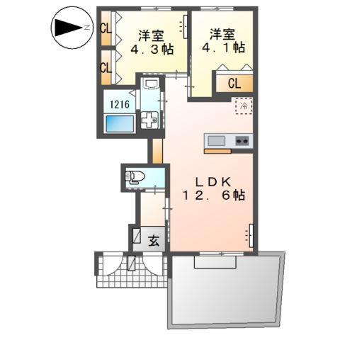 原町2丁目アパート(2LDK/1階)の間取り写真