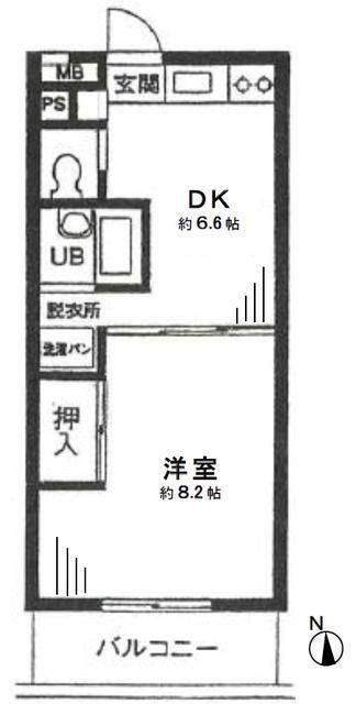 河野ハイム3(1DK/1階)の間取り写真