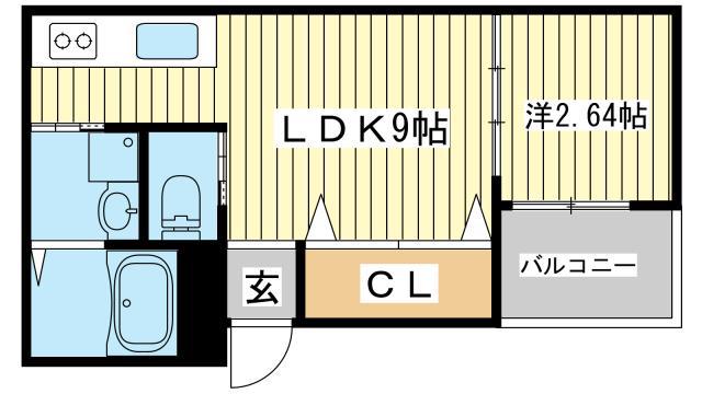 コティ網干(1DK/1階)の間取り写真