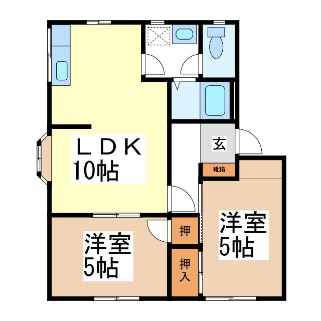 レーベンハイム(2LDK/1階)の間取り写真
