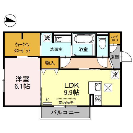 SKY TERRACE II(1LDK/1階)の間取り写真