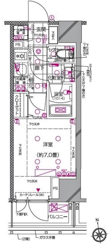 ピアース南麻布(1K/6階)の間取り写真