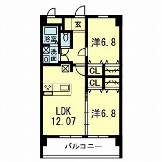 アステール大津駅前(2LDK/2階)の間取り写真