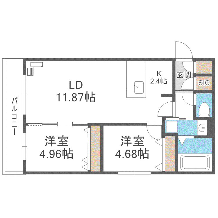 ガイアール南円山(2LDK/4階)の間取り写真