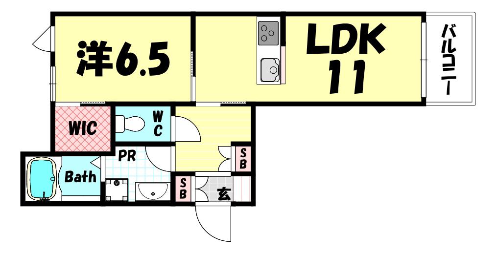 ヴィラージュ山手(1LDK/2階)の間取り写真