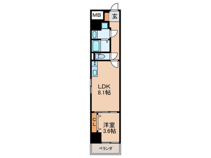 TAIWA ARUN YODOYABASHI(1LDK/5階)の間取り写真