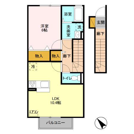 リェス ソーンツェ A(1LDK/2階)の間取り写真