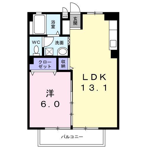 フォブールくさか(1LDK/2階)の間取り写真
