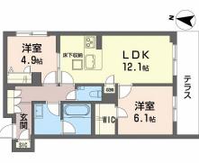 SHAMAISON GARDENS 旭が丘II(2LDK/1階)の間取り写真