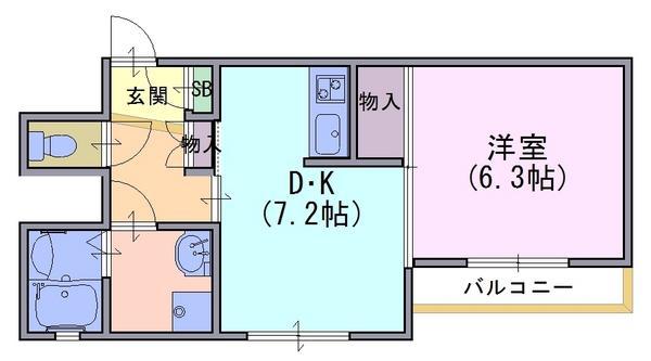 シャーメゾン天神一丁目(1DK/2階)の間取り写真