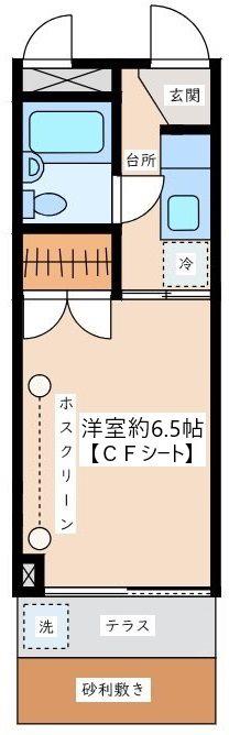 梅ヶ丘ホ-ムズ(1K/1階)の間取り写真