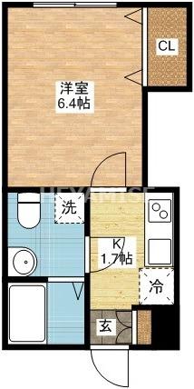 アミティ西坂(1K/2階)の間取り写真