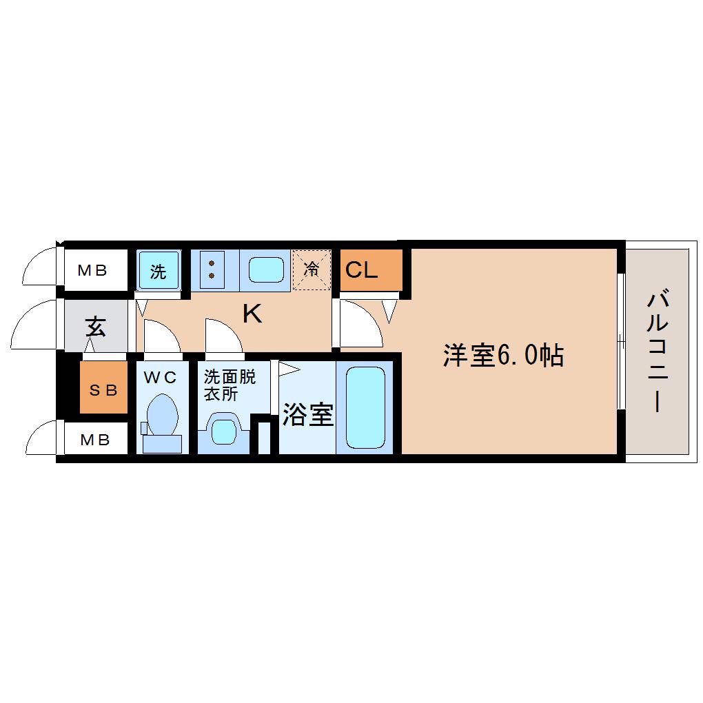 プレサンス塚本駅前(1K/3階)の間取り写真