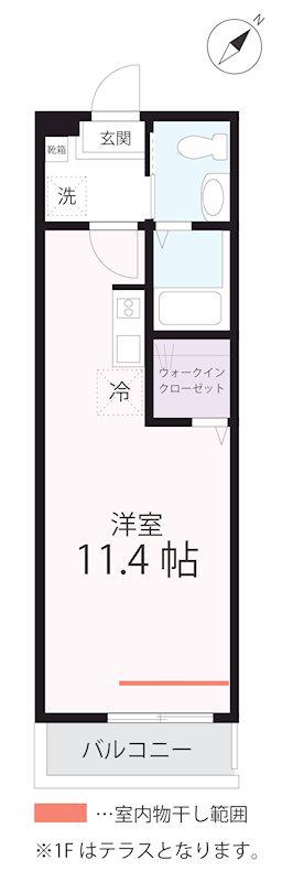 クワイエット クラブ ハウス 鶴見寺谷(ワンルーム/3階)の間取り写真