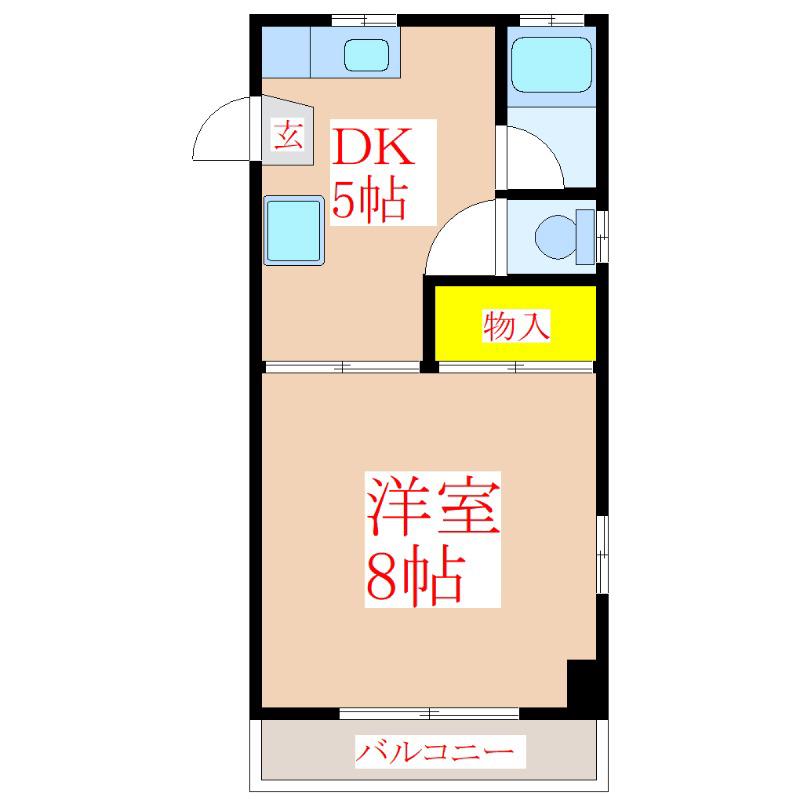 南国ビル(1DK/3階)の間取り写真