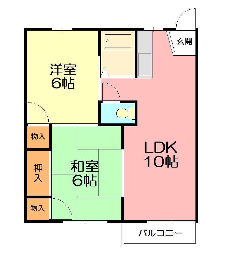 大澤ハイツ(2LDK/1階)の間取り写真