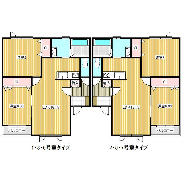 ヴィスタサII(2LDK/2階)の間取り写真
