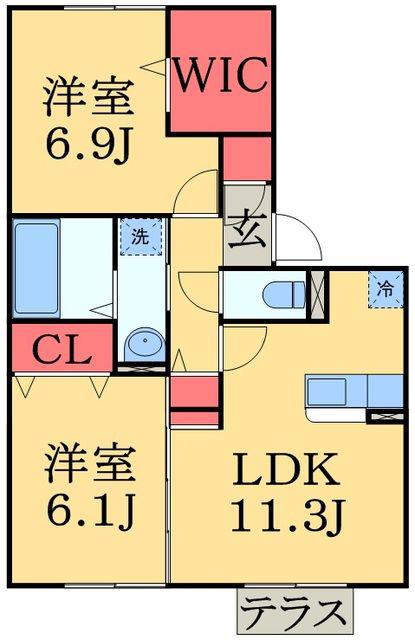 アステール(2LDK/1階)の間取り写真