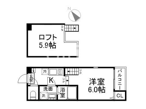 ハーモニーテラス淀新町II(ワンルーム/2階)の間取り写真