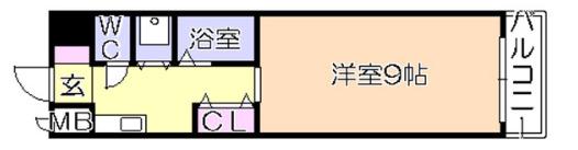 リファレンス久留米駅前(1K/3階)の間取り写真