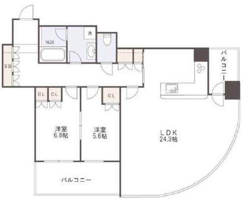 ザ・梅田タワー(2LDK/9階)の間取り写真