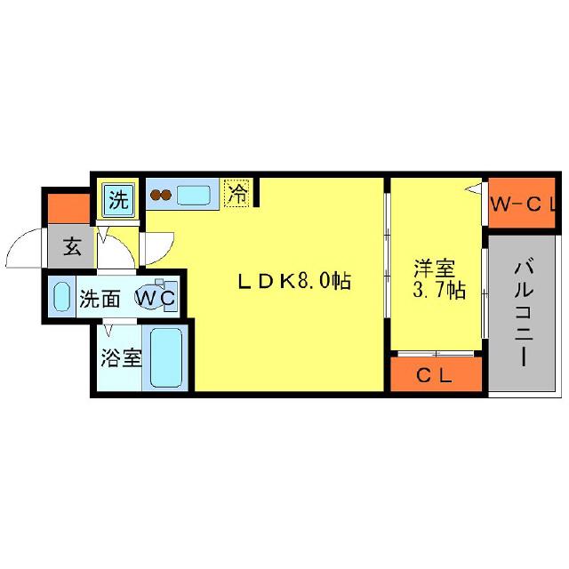 SERENITE北浜(1LDK/13階)の間取り写真
