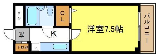 ハイム23(1K/3階)の間取り写真