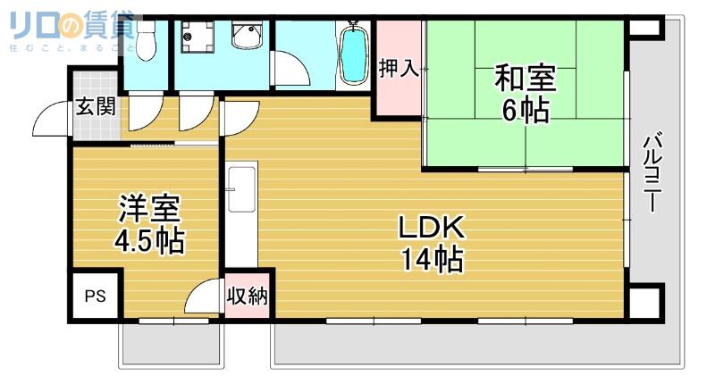 アークヒルズ上新庄(2LDK/3階)の間取り写真