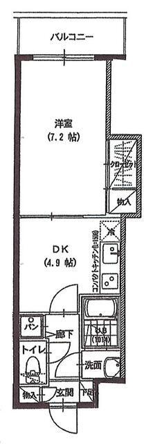 グレイスコート新宿(1DK/4階)の間取り写真