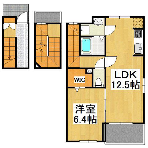 エルヴィータII(1LDK/3階)の間取り写真