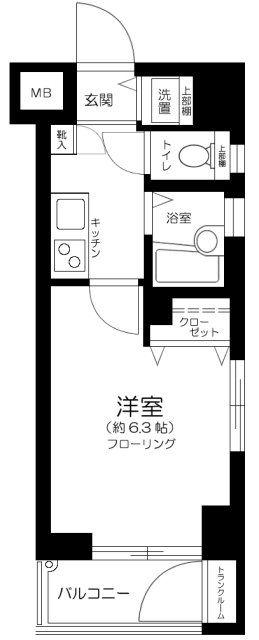 ラ・ピアッツァ麻布十番(1K/9階)の間取り写真