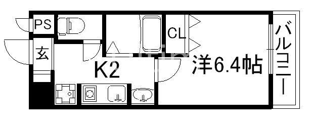 エイペックス京都新京極I(1K/7階)の間取り写真