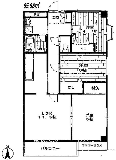 JUN柳沢スクエア(3LDK/4階)の間取り写真