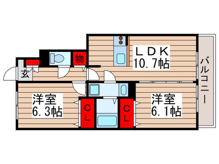 スプランドゥールII(2LDK/1階)の間取り写真