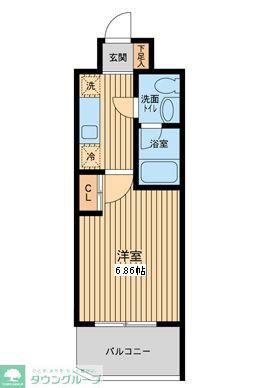プロスペクト門前仲町(1K/5階)の間取り写真