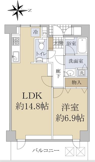 エステート左門(1LDK/3階)の間取り写真