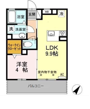 BLOOMINGTON(1LDK/3階)の間取り写真