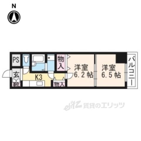 LIESSE浜大津(2K/3階)の間取り写真