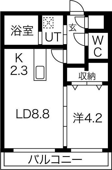 VILLA URBANA桑園(1LDK/3階)の間取り写真