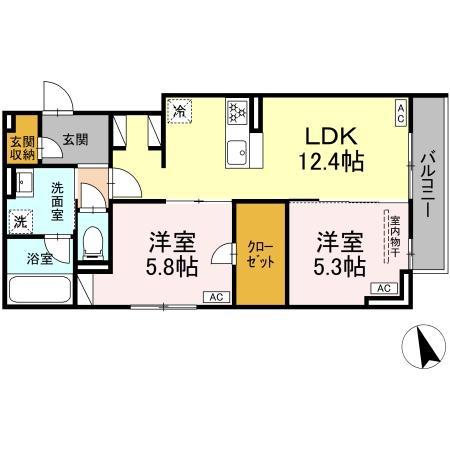 ディールーム分梅(3LDK/2階)の間取り写真