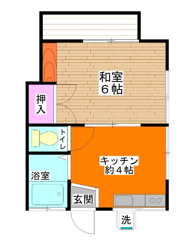 ふじみ荘(1K/2階)の間取り写真