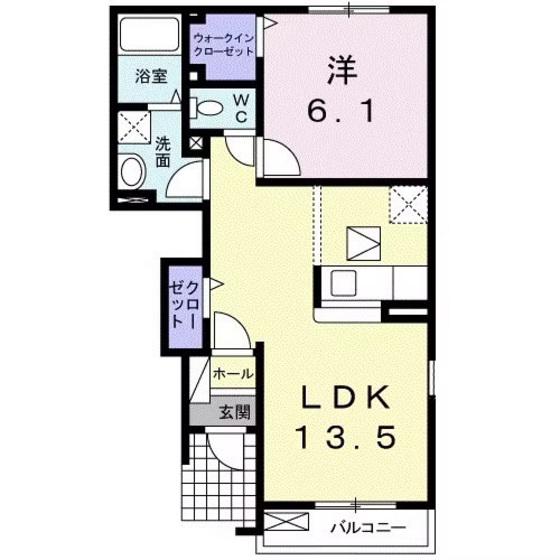 セルフィーユII(1LDK/1階)の間取り写真