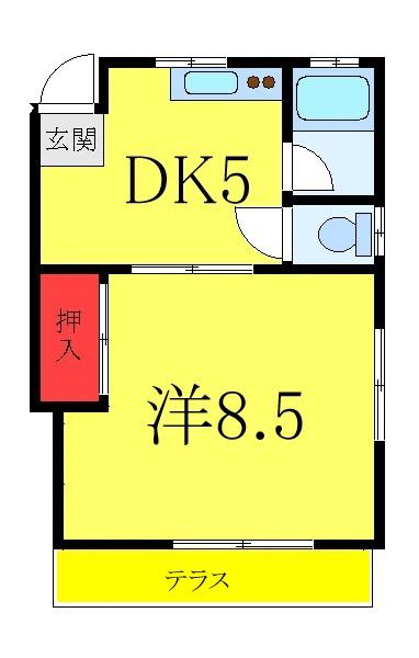 吉川荘(1DK/1階)の間取り写真