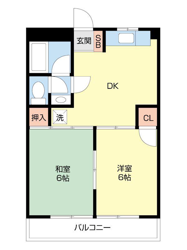 マンション伸光(2DK/2階)の間取り写真
